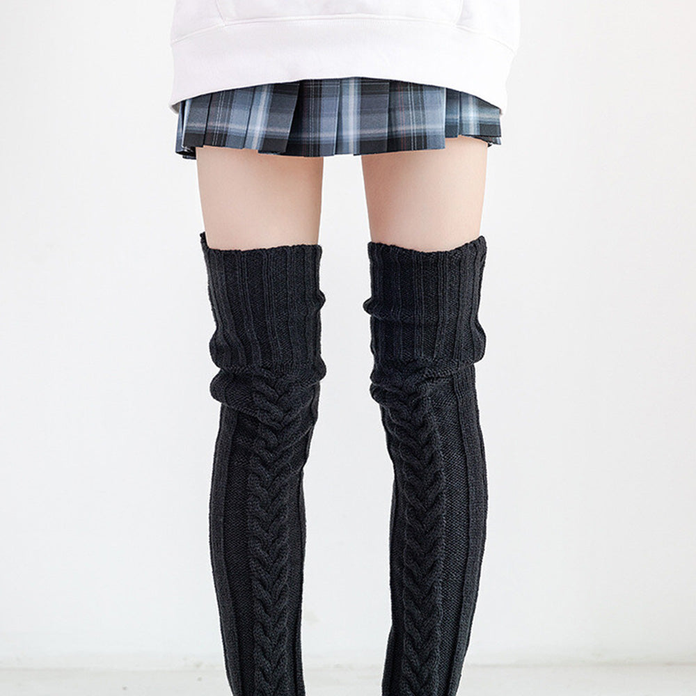Womens Knitted Over Knee Socks for Fall and Winter Thick and Warm Long Stockings