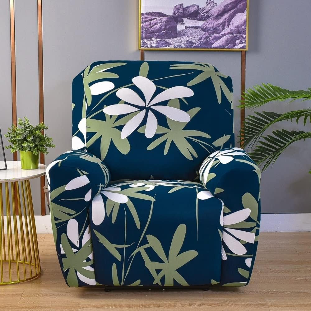 4 Pieces Set Printed Recliner Chair Cover
