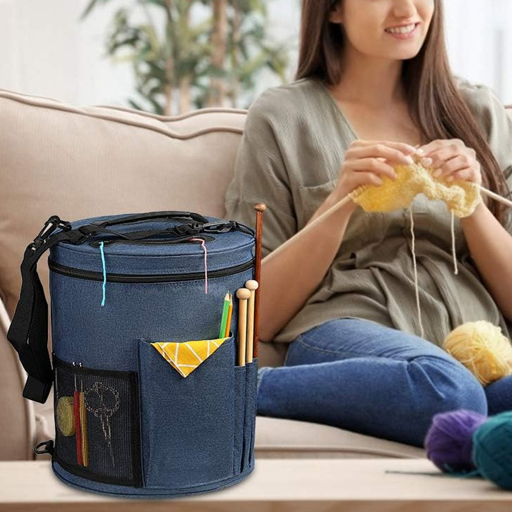 Portable Knitting Crochet Storage Bag with Shoulder Strap