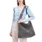 Large Capacity Corduroy Tote Bag with Adjustable Strap for Women