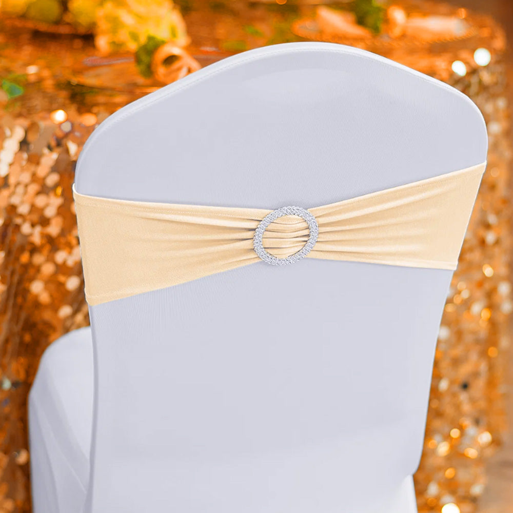 10Pcs Elastic Chair Sashes Bows with Buckle Spandex Chair Bands for Weddings Parties Meetings