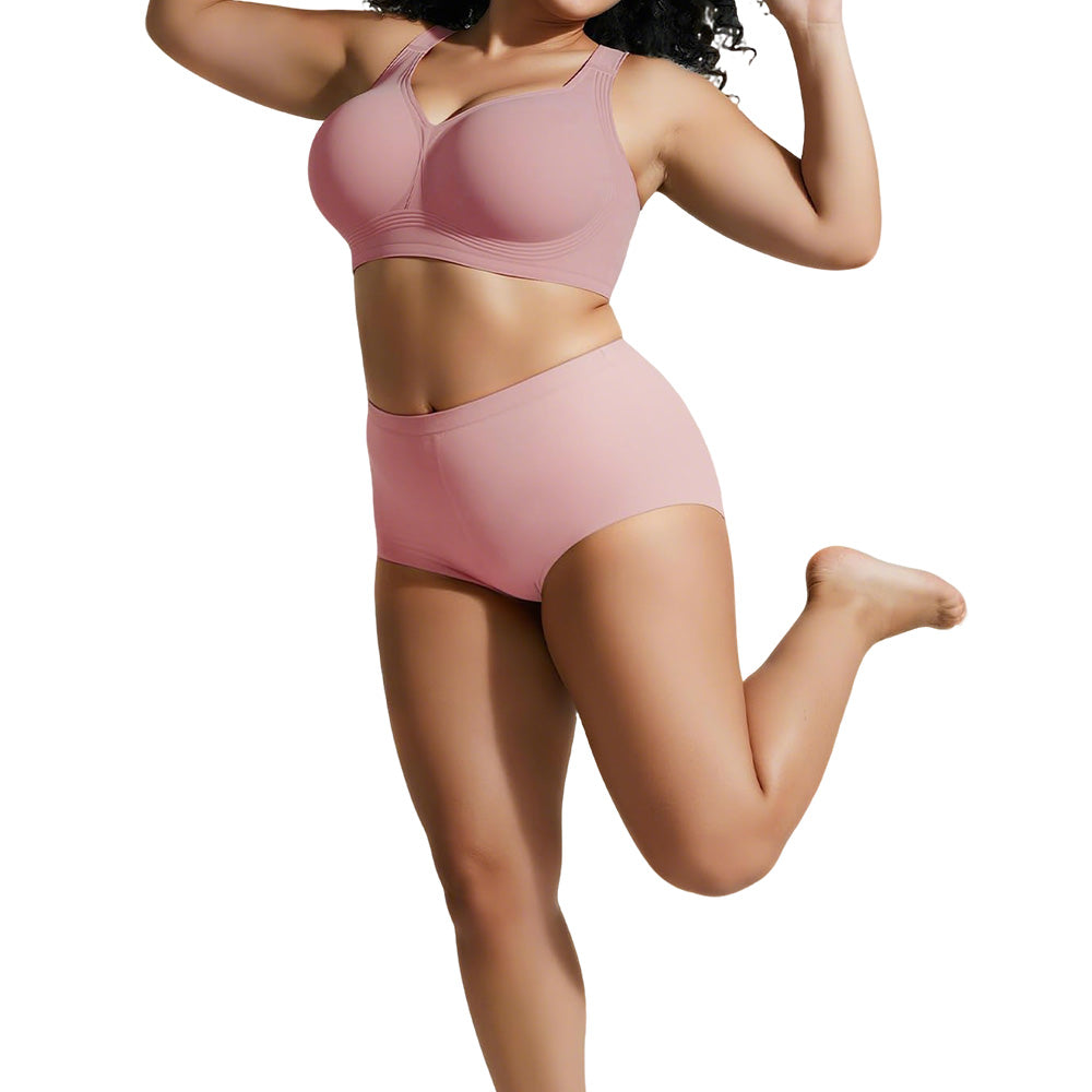 Women Wireless Bra Full Coverage Comfortable Seamless Plus Size-Red