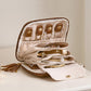 PU Multi Compartment Travel Jewelry Organizer Bag with Velvet Lining
