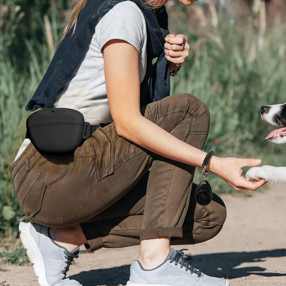 Dog Treat Pouch With Training Clicker Pet Silicone Training Treat Bag Pouch