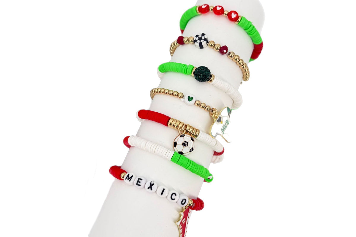 Colorful Soft Clay Football World Cup Bracelets Set for Aldults Soccer Fans