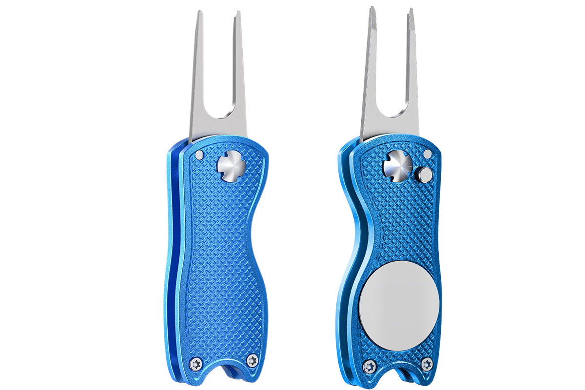 2PCS Golf Divot Repair Tool Putt Alignment Ball Marker Pop-up Fork Tine