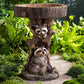 Garden Animal Figurine Resin Bird Water Feeder-Raccoon