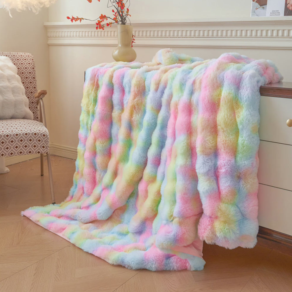 Bubble Tie Dye Throw Blanket Soft Cozy Microfiber Lightweight Warm for Couch-Multicolour
