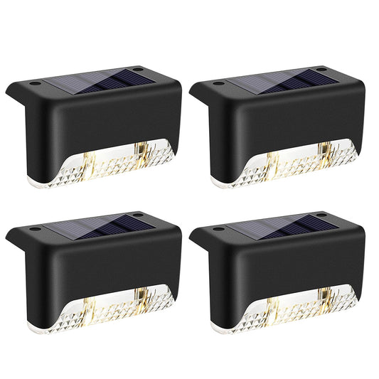 4Pcs LED Solar Fence and Step Lights for Outdoor Garden Stairs and Deck
