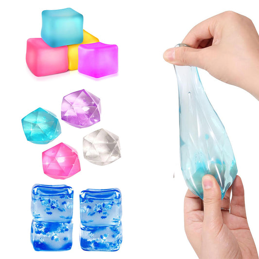 4Pcs Mini Ice Block Stress Ball Toy Polyhedron Diamond Sugar Ball Sensory Fidget Toy