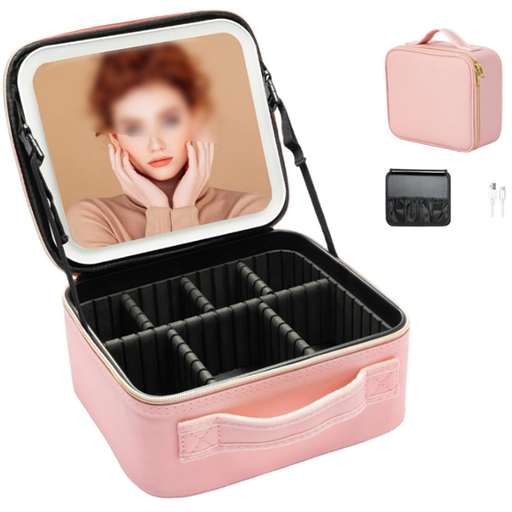 25x10.5x23CM Travel Makeup Storage Bag with Mirror and Light