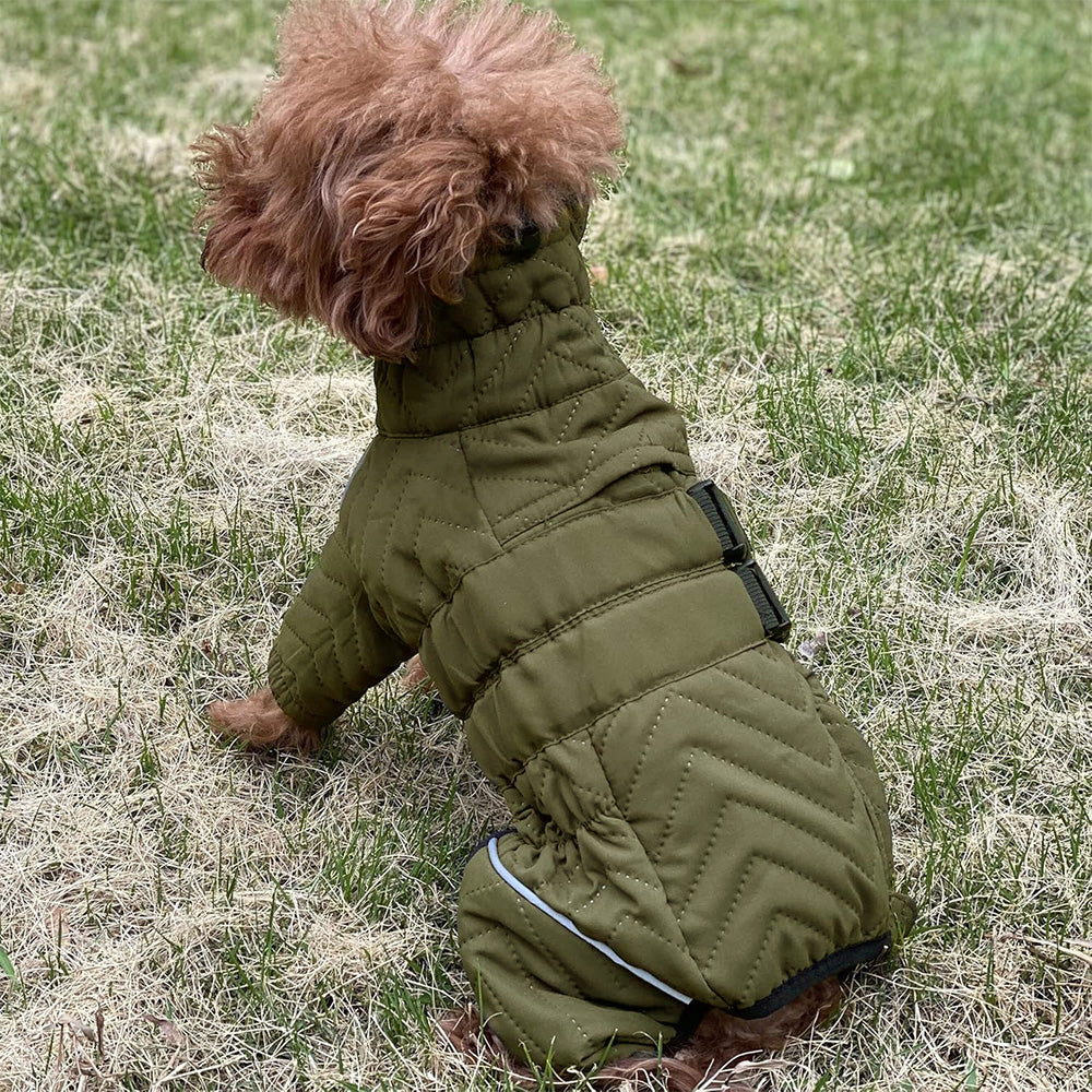 Dog Coat 4 Legs Covered Windproof Waterproof Dog Winter Jacket-Green