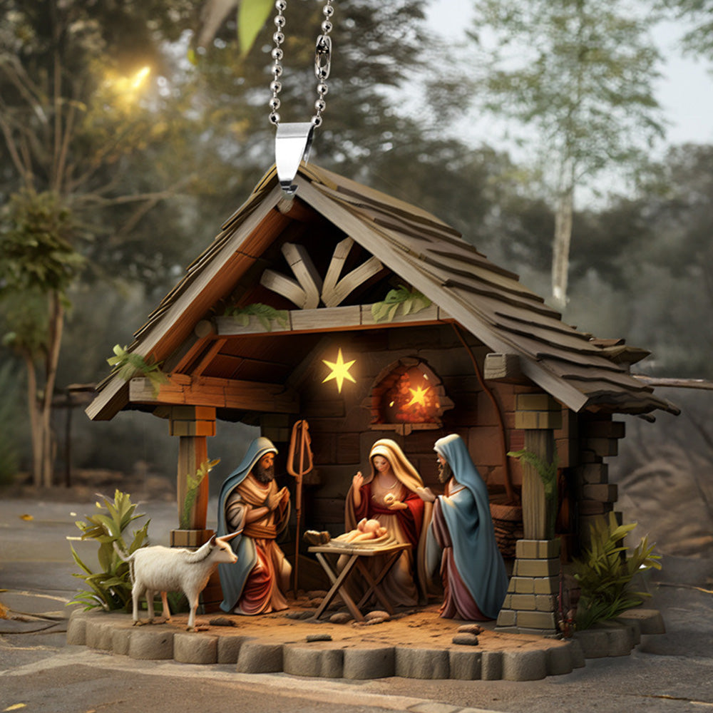 7Pcs 2D Christmas Nativity Scene Ornaments the Birth of Jesus Decor