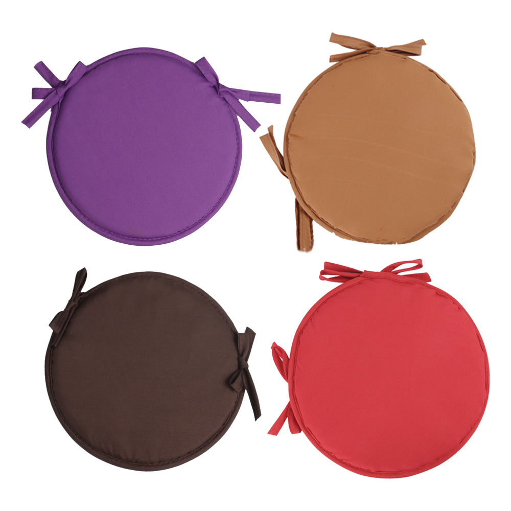 4Pcs Round Dining Chair Seat Cushion-Coffee, Brown, Purple, Red