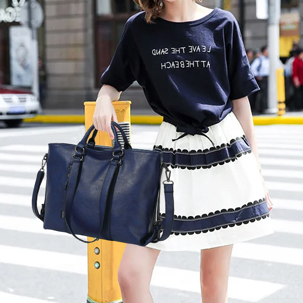 PU Leather Women's Tote Handbag for Work and Travel