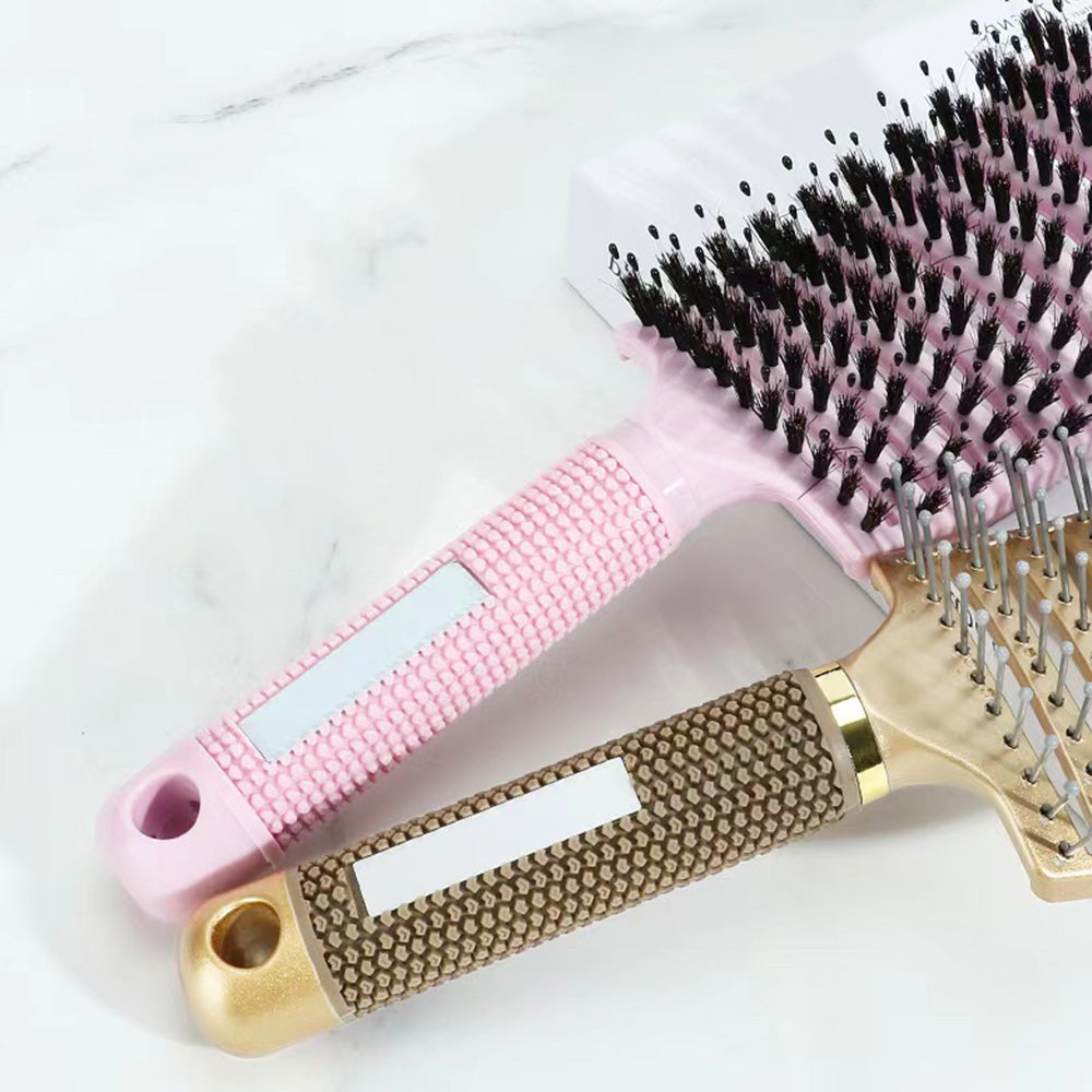 Detangle Nylon Boar Bristle Brush Head Scalp Massage Comb For Fine Hair