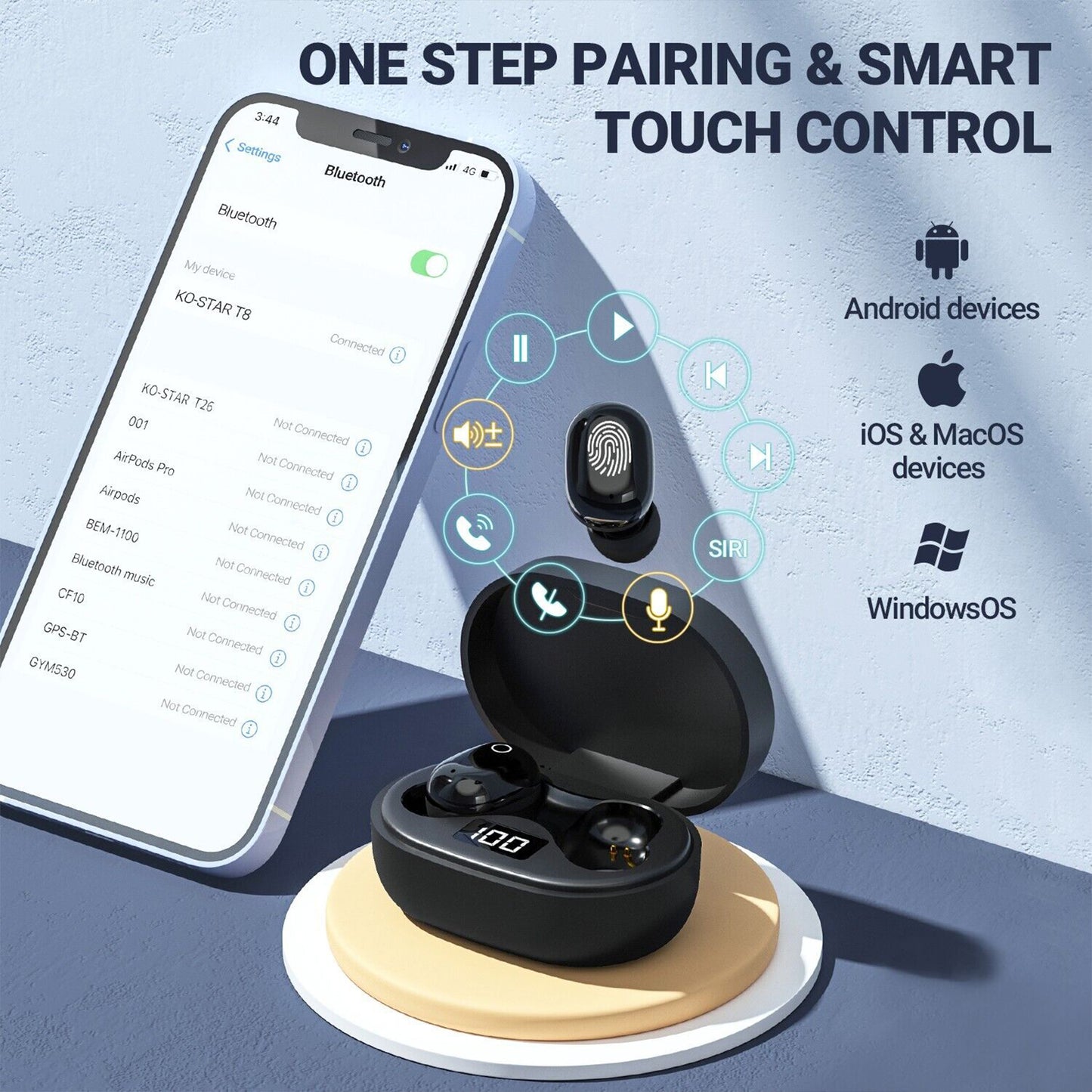 TWS Wireless 5.0 Bluetooth Mini in-Ear Touch Control Earbuds
