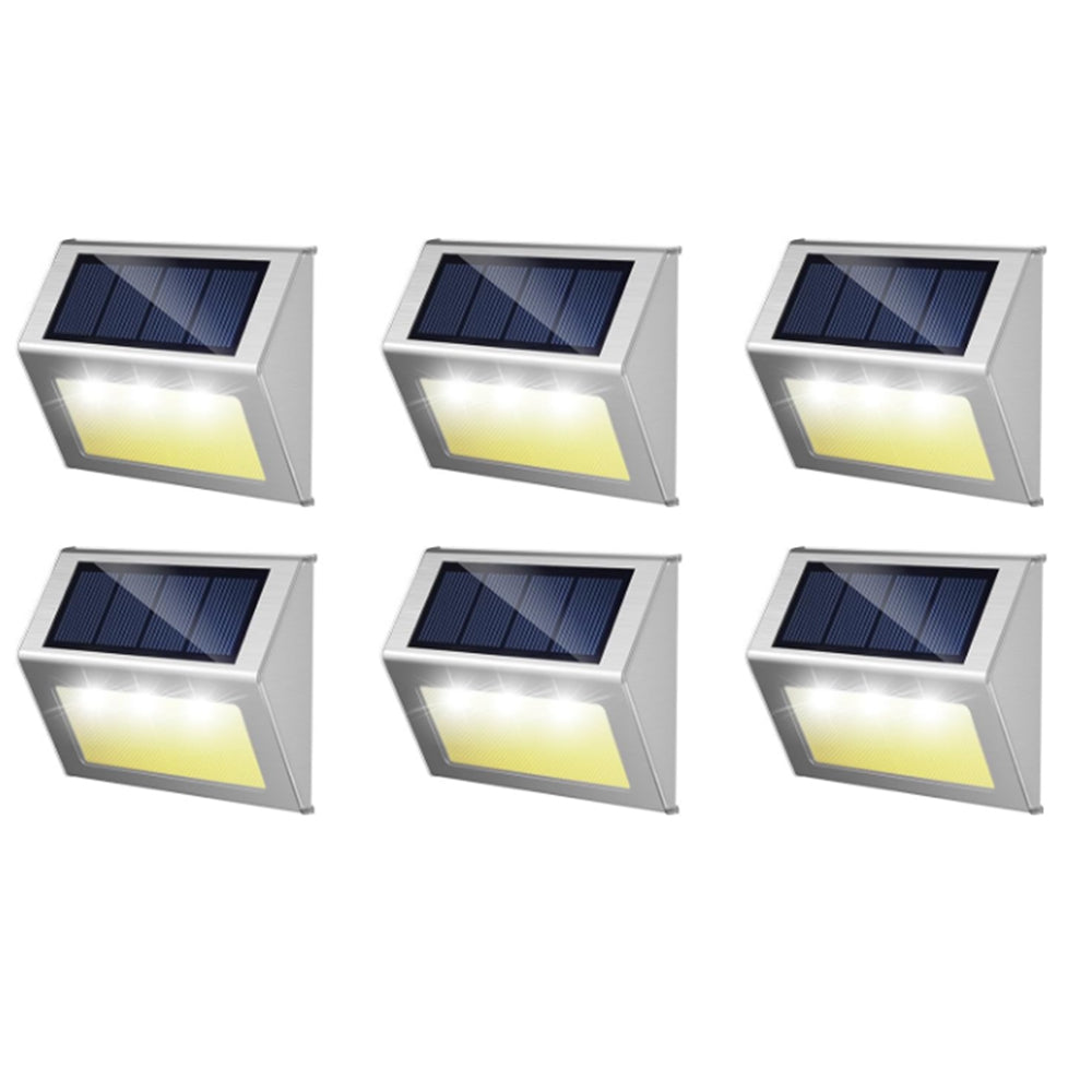 6Pcs Solar Powered 3LEDs Garden Wall Lamp