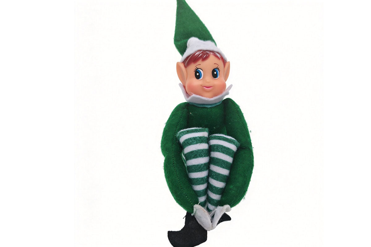 2Pcs Poseable Christmas Elf Fabric Doll Xmas Tabletop Decoration 40cm