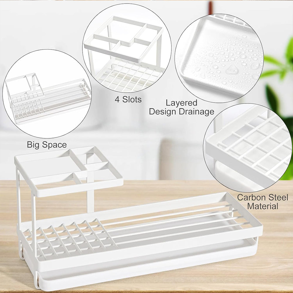 Toothbrush Holder 4 Slots Metal Tooth Brushing Organizer with Drainage