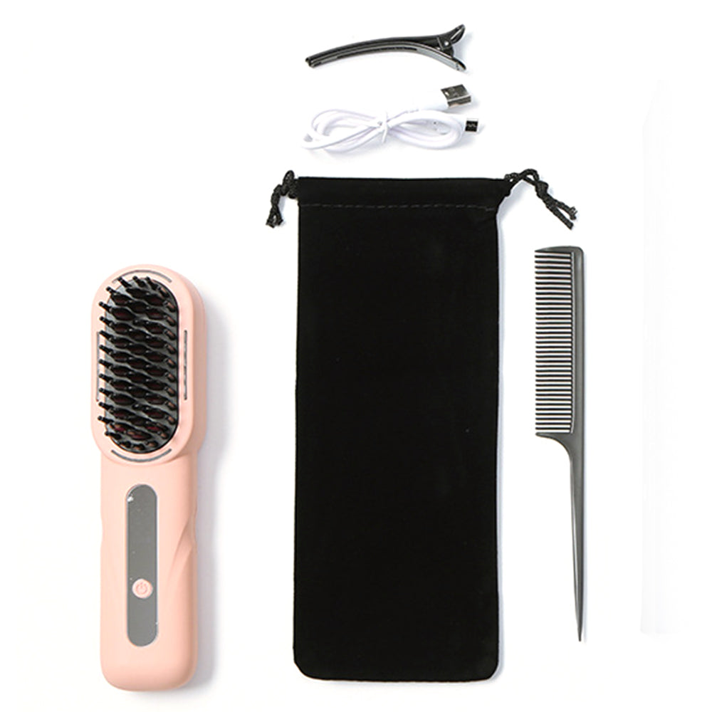 Rechargeable Cordless Hair Straightener Brush with LED Display