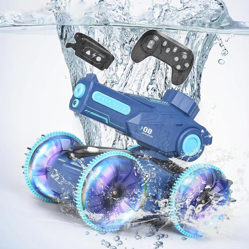 2.4GHz 4WD Amphibious Remote Control Stunt Car Boat with Water Gun Toy