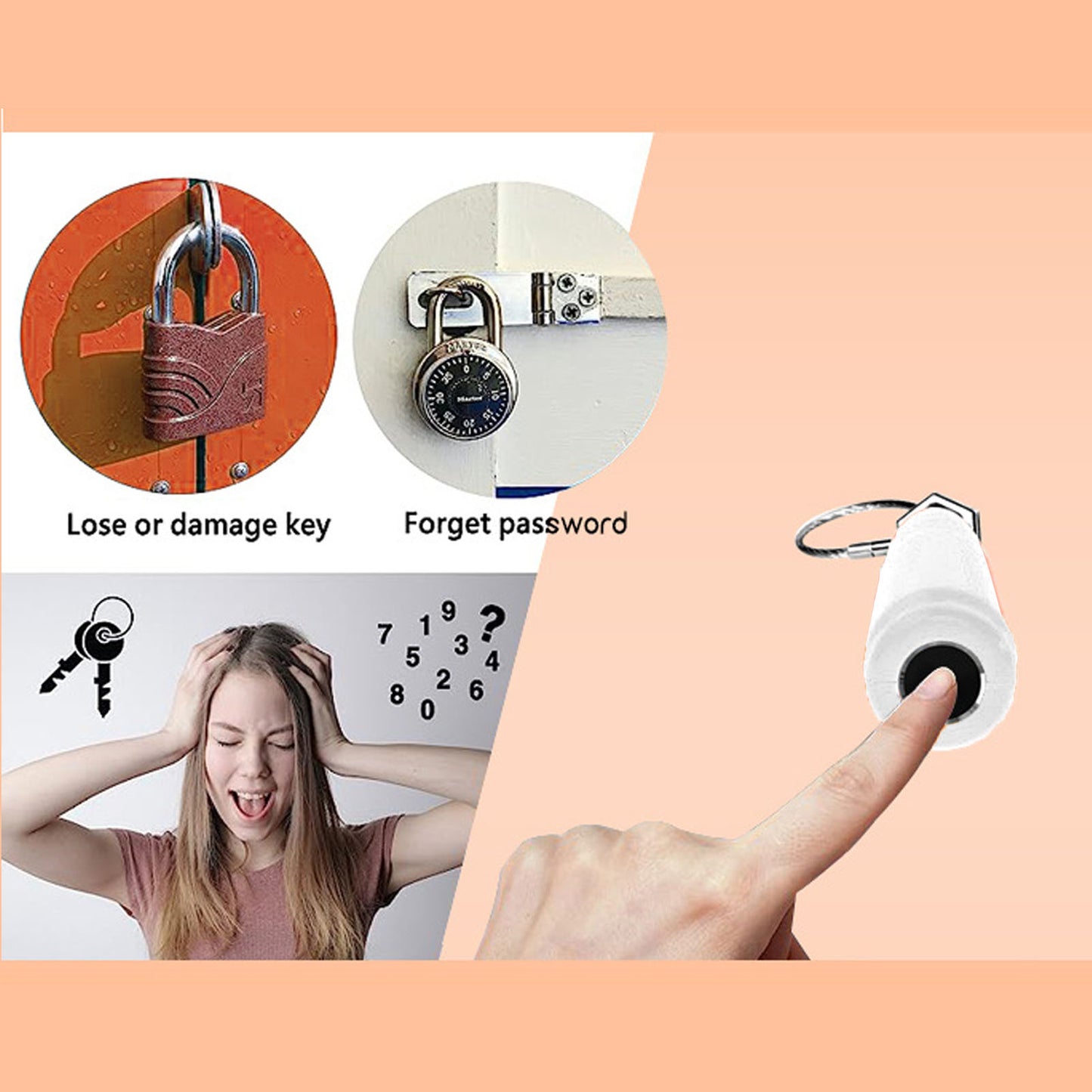 Rechargeable Fingerprint Padlock Water Resistant Anti Cut Keyless Mini Luggage Lock