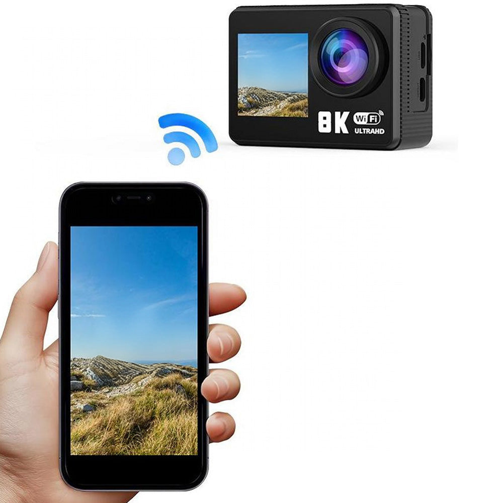 5K 6K 8K 30FPS Action Camera with Waterproof Case Dual Screens and EIS Stabilization