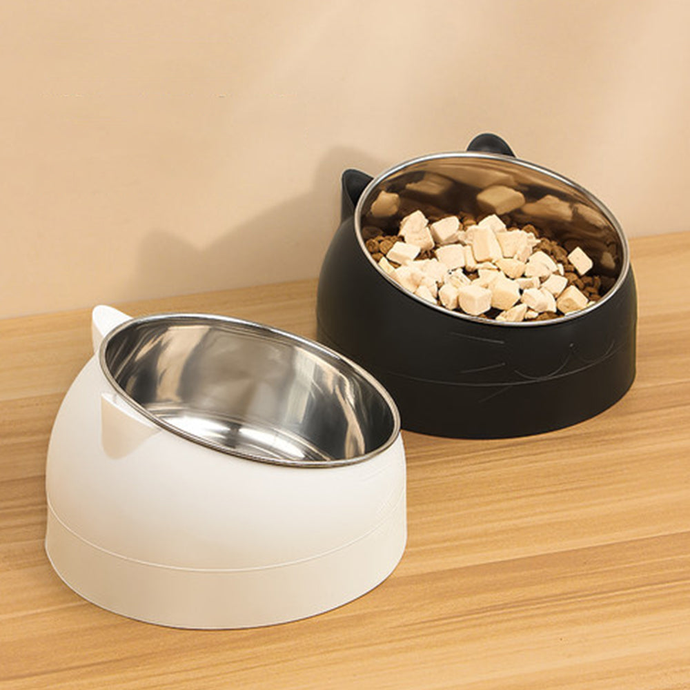 Slanted Stainless Steel Pet Feeder Bowl