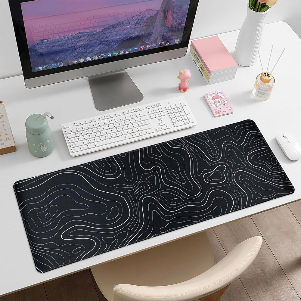 Keyboard Mouse Pad with Smooth Cloth Surface and Non-Slip Rubber Bottom for Office and Gaming Use-Black