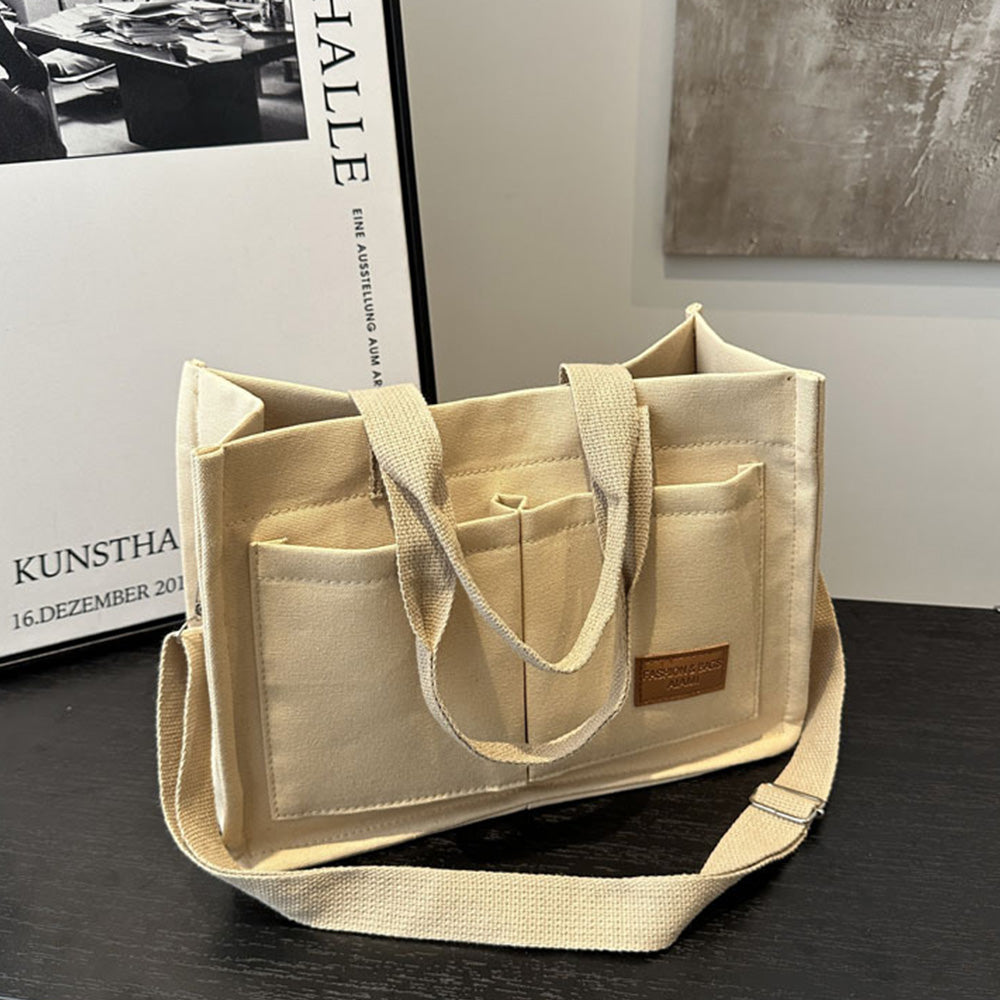 Large Canvas Tote Bag For Women With Compartments Crossbody Bag Purse Bag With Pockets