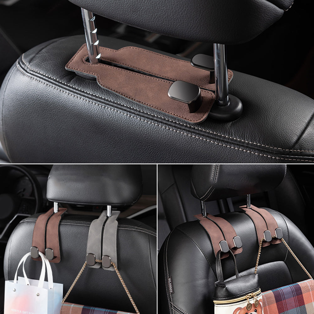 2Pcs Car Back Seat Headrest Storage Hanging Double Hooks