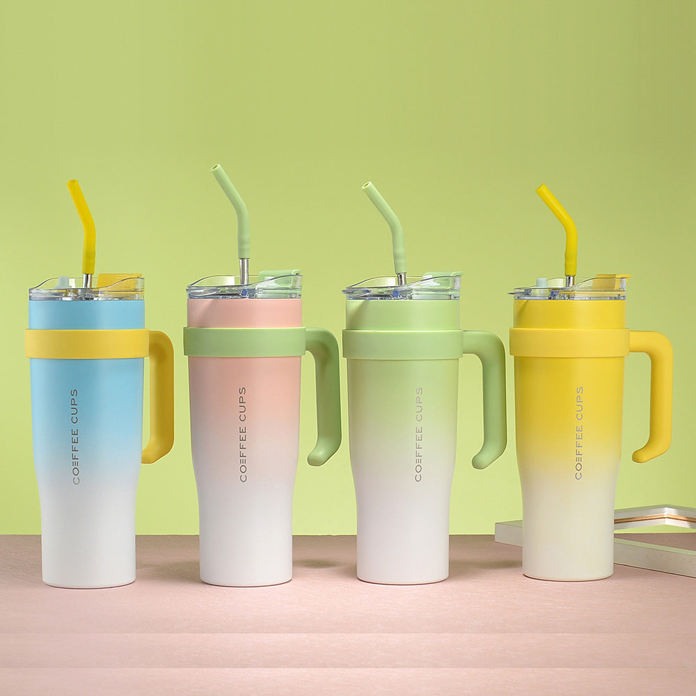 40oz Insulated Stainless Steel Tumbler with Handle and Straw