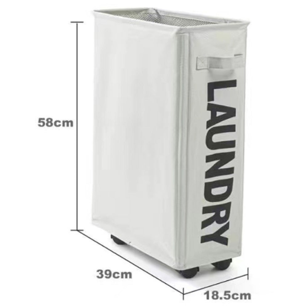 39 x18.5x58CM Foldable Laundry Washing Clothes Storage Bag With Universal Wheels