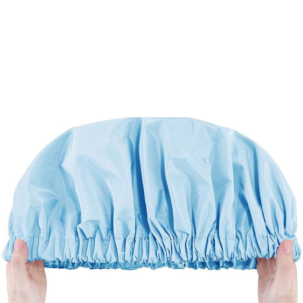 Reusable Water-Resistant Double-Layer Polyester and Satin Shower Cap for Women