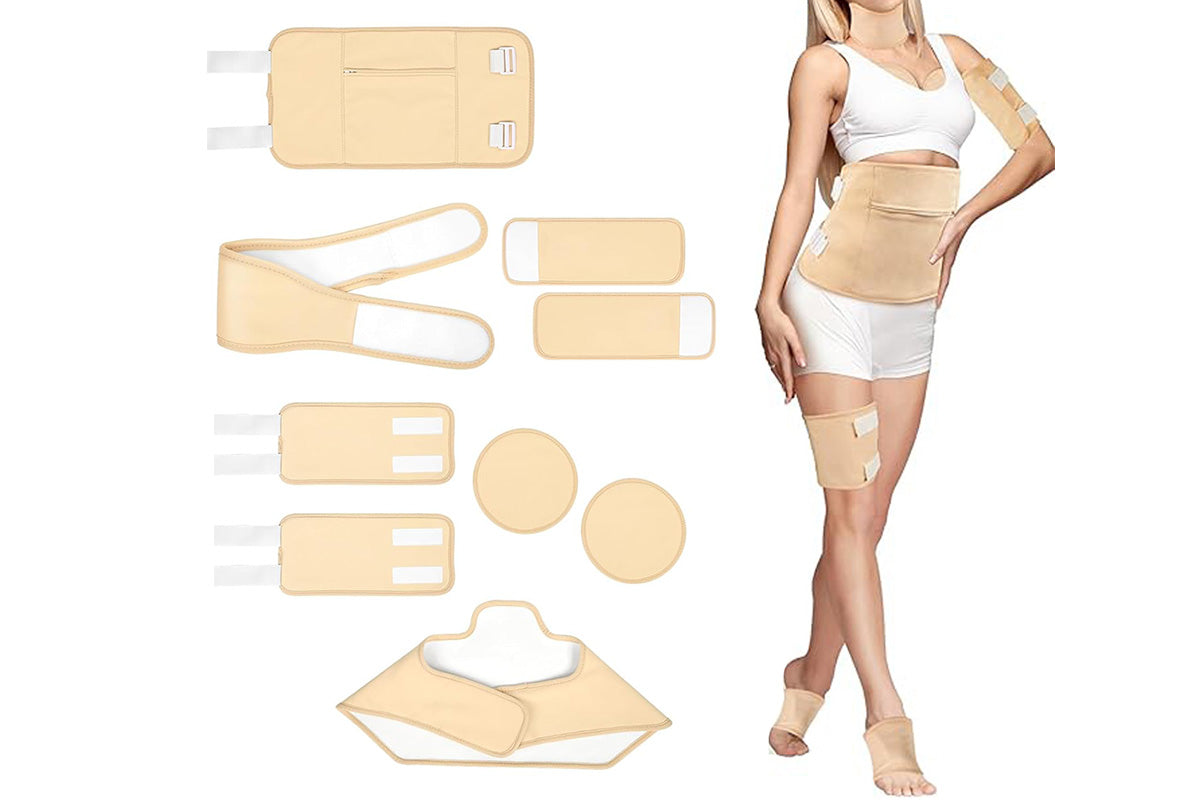 9pcs Reusable Castor Oil Pack Set for Shoulder Neck Waist Chest Knee & Feet