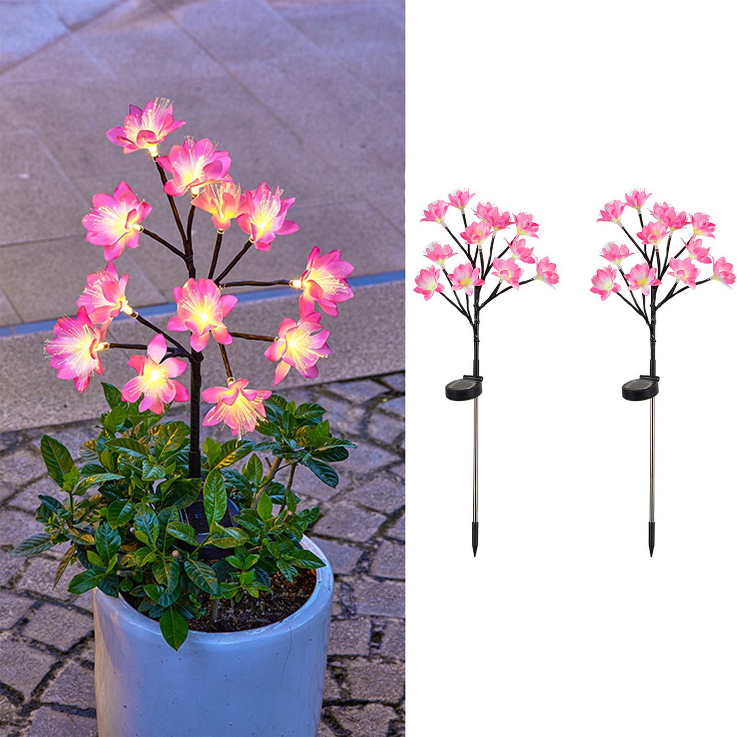 2pcs Solar Garden Lights Orchid Flower Outdoor Stake