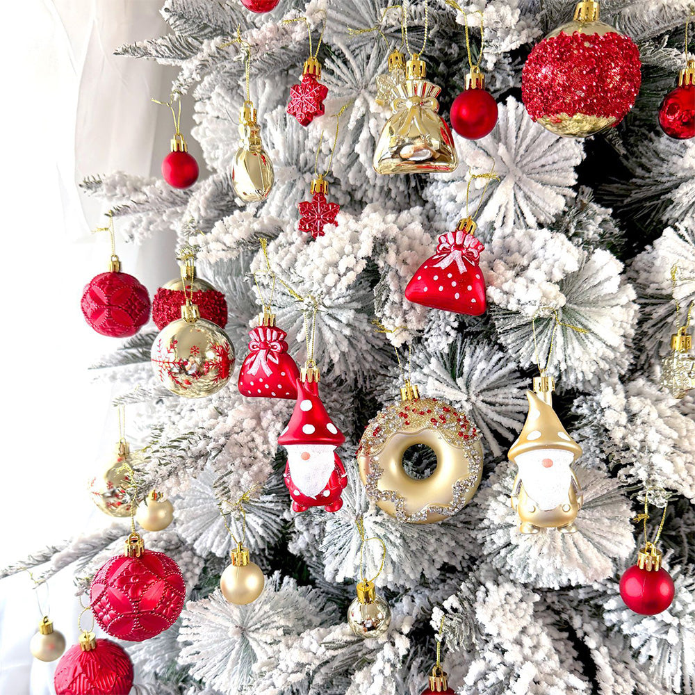 60 Piece Christmas Donut Santa Gnome Ball Hanging Ornament Set