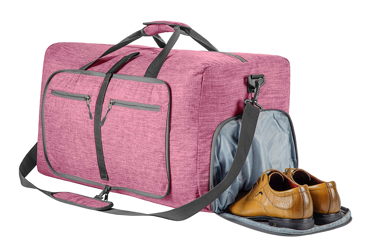 Large Foldable Travel Duffel Bag Carry On Shoulder Duffle Bag With Shoe Compartment