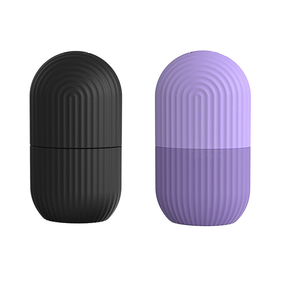 2Pcs Reusable Silicone Ice Facial Cube Massager Ice Roller-Black and Purple