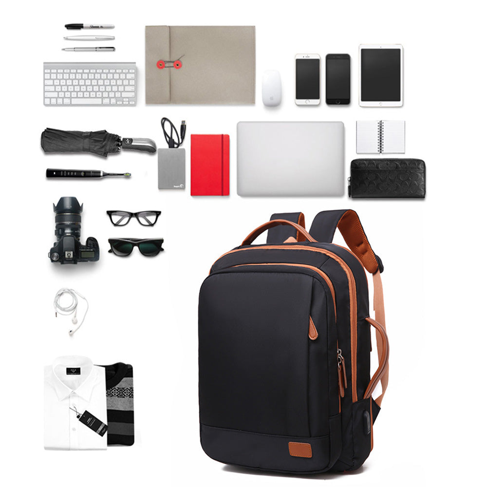 Expandable 26L Commuter Backpack - Water-Resistant Laptop Bag with USB Port
