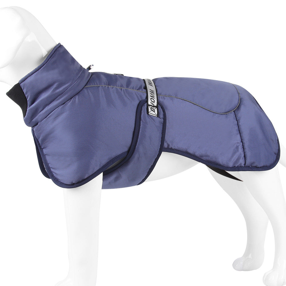 Waterproof Dog Jacket Winter Coat with Buckle and Reflective Strips-Navy