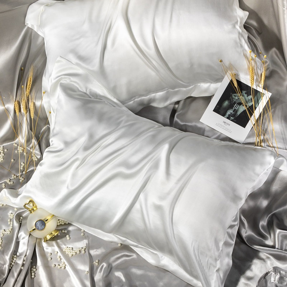 2Pcs 48x74cm Satin Pillowcase Solid Color Silk Soft Bedding Pillowcase