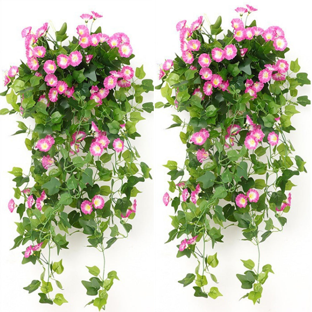 2Pcs Artificial Morning Glory Vine Hanging Plant for Wall Decor