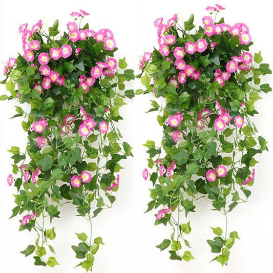 2Pcs Artificial Morning Glory Vine Hanging Plant for Wall Decor