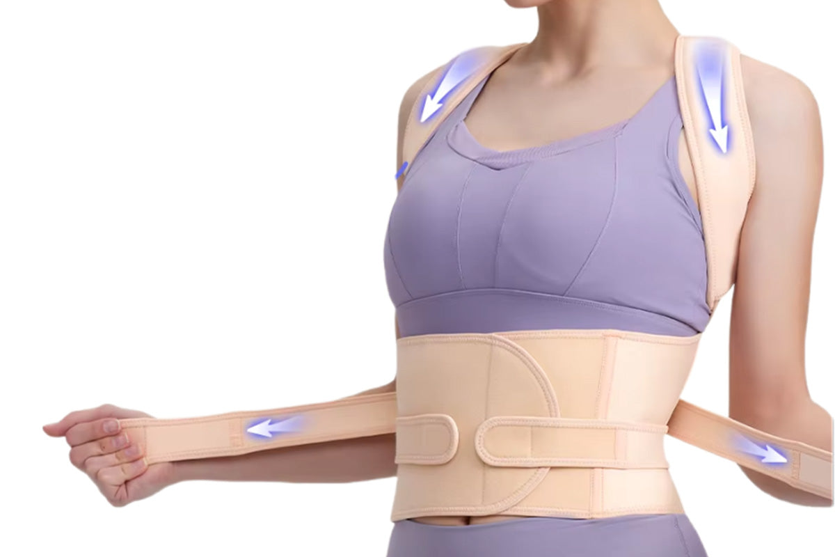 Posture Corrector Back Brace Adjustable Straightener for Improving Back Posture-Beige
