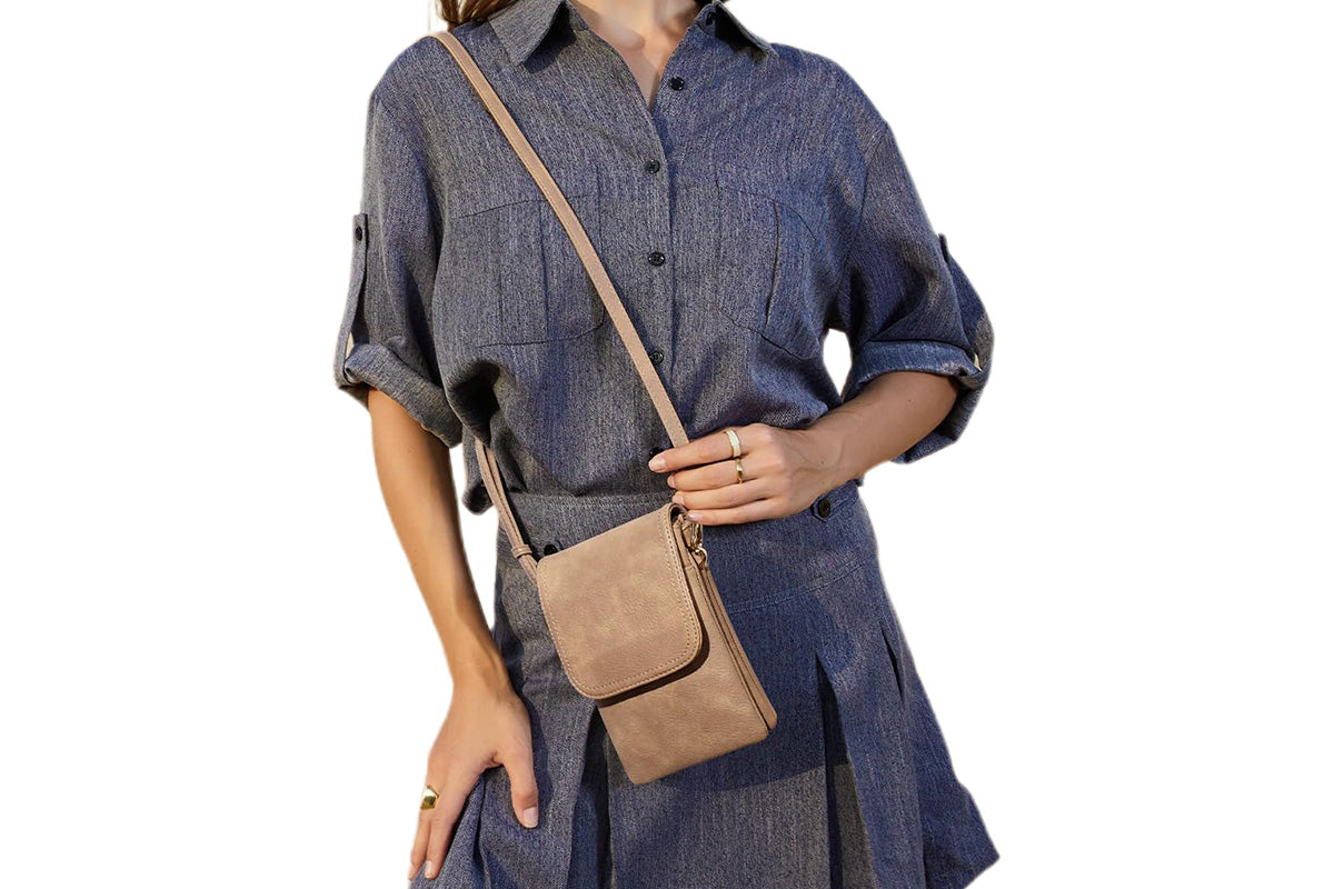 PU Leather Women Crossbody Bag Adjustable Strap Small Cell Phone Purse
