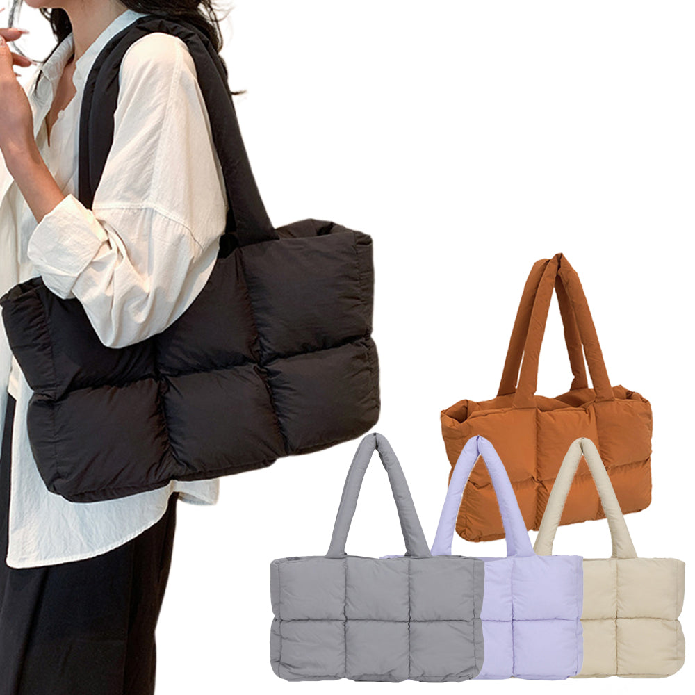 Puffer Tote Bag Large Quilted Puffy Handbag Lightweight Satchel Purse