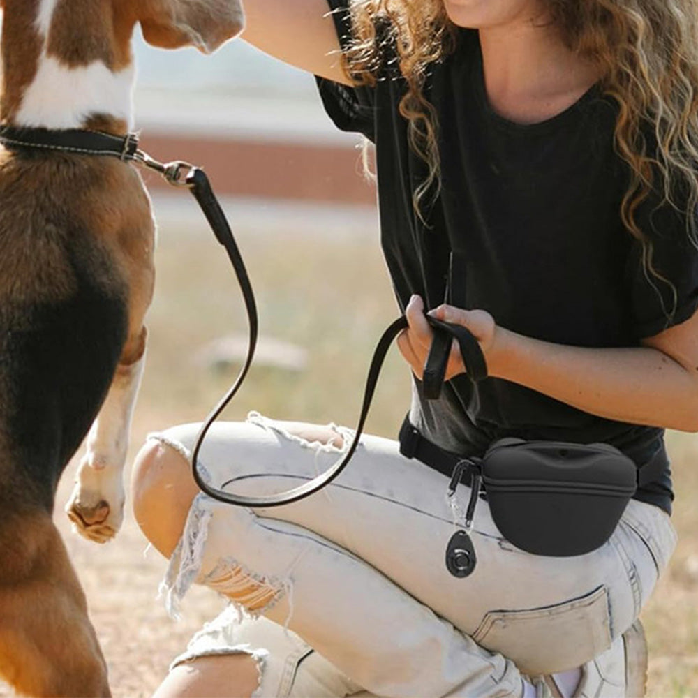 Dog Treat Pouch With Training Clicker Pet Silicone Training Treat Bag Pouch