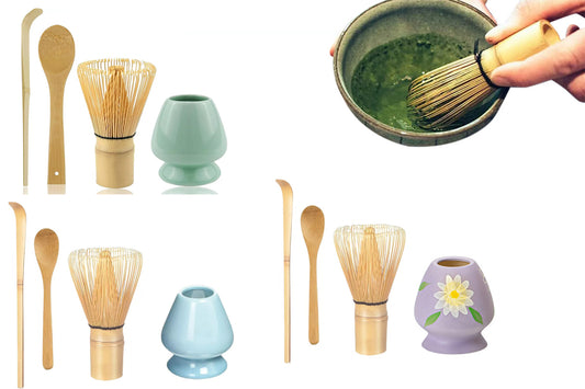 4Pcs Bamboo Matcha Whisk Set Chasen Chashaku Matcha Whisk for Tea Ceremony